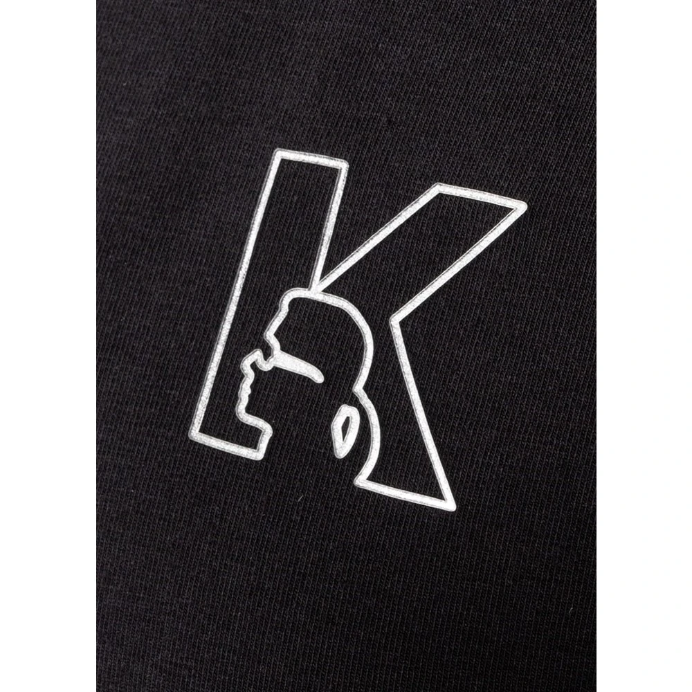 Karl Lagerfeld T-shirt met zilveren logodetails Black Heren
