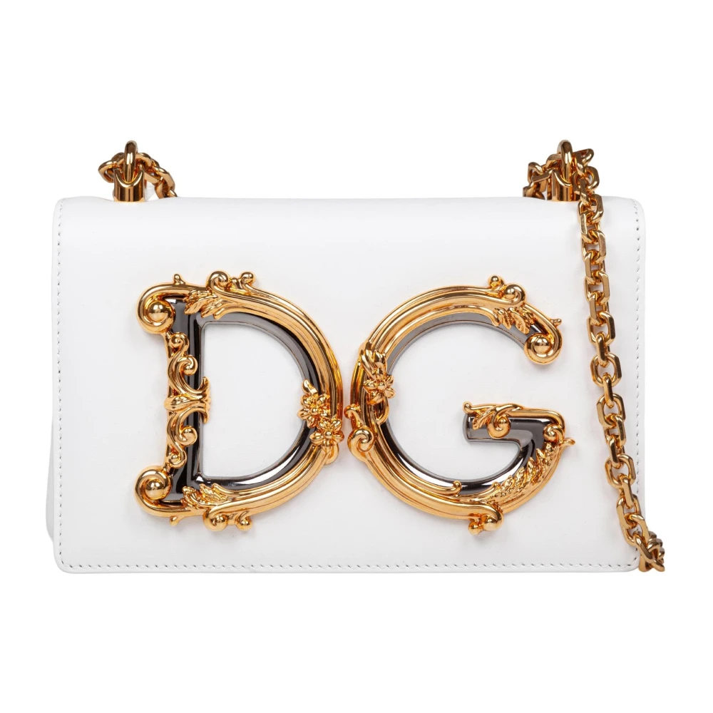 Dolce & Gabbana Barokstijl Wit Nappa Leren Schoudertas White Dames