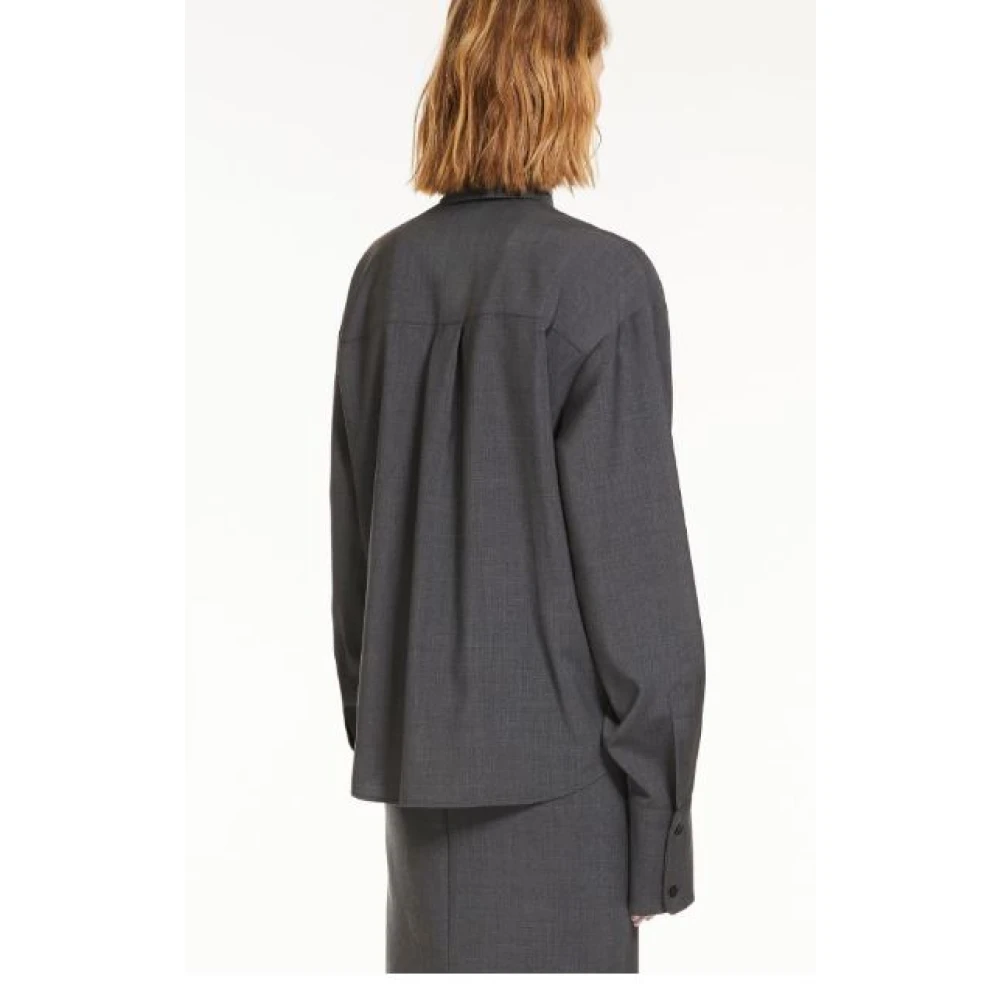 SPORTMAX Oversized Wool Shirt Grey Gray Dames