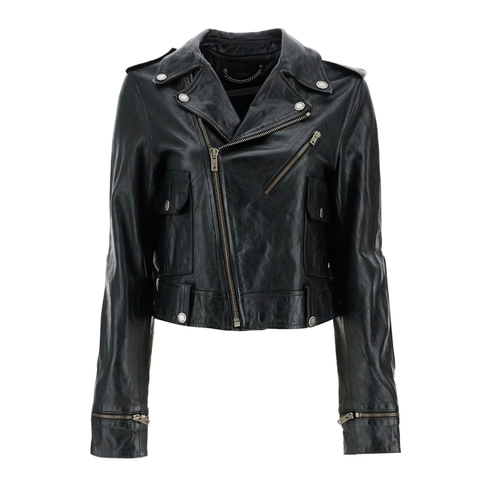 Golden Goose Glanzend Zwart Lamsleren Bikerjack Black Dames