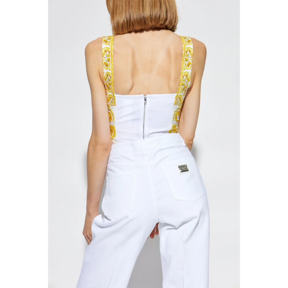 Dolce & Gabbana Top met 'Majolika' print Yellow Dames