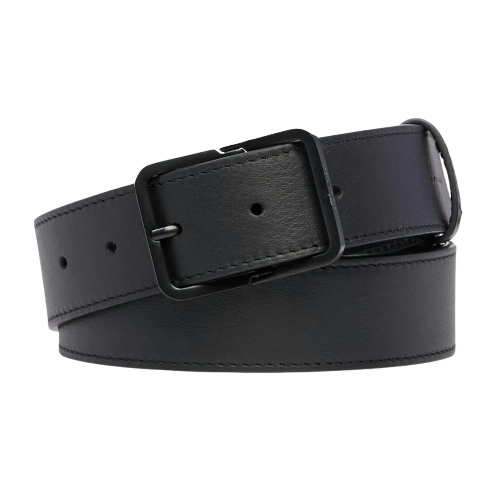 Piquadro Men's Black Belts, One Size, ’S Leather Belt With Prong Buckle