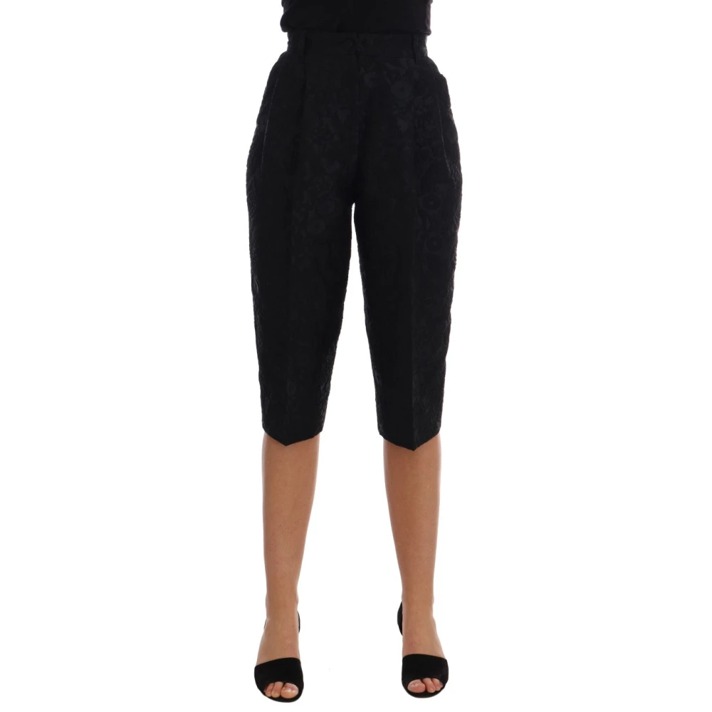 Dolce & Gabbana Black Elegant Brocade Floral Pattern Shorts - Female - Bermudas - 2XS - Shorts