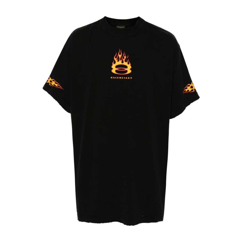 Balenciaga Gewassen Char Oversized T-Shirt Black Dames