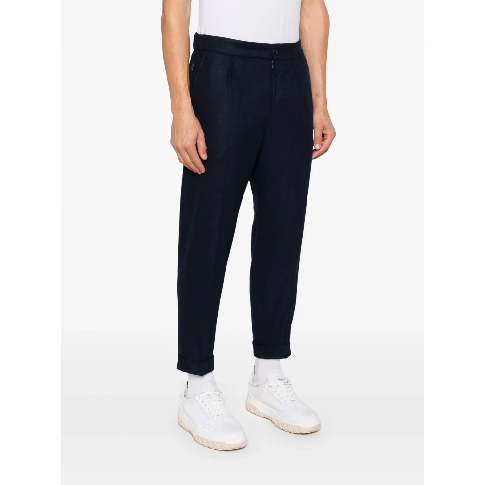 Hugo Boss Gemengde wollen broek met zakken Blue Heren