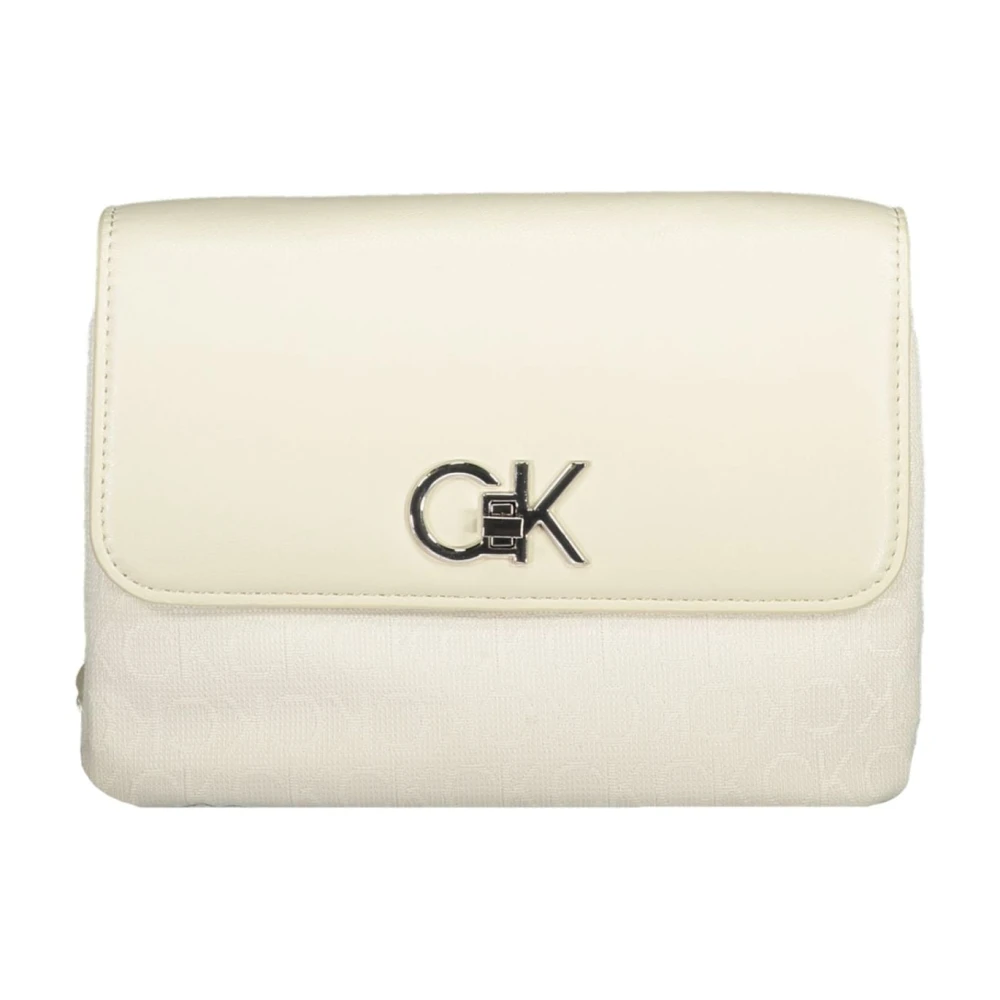 Calvin Klein Beige Schoudertas met Kettinghengsel Beige Dames