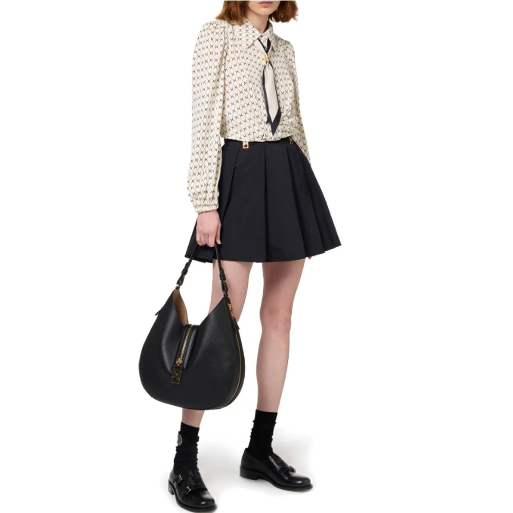 Elisabetta Franchi Cropped Shirt met Ruitprint en Sjaal Beige Dames