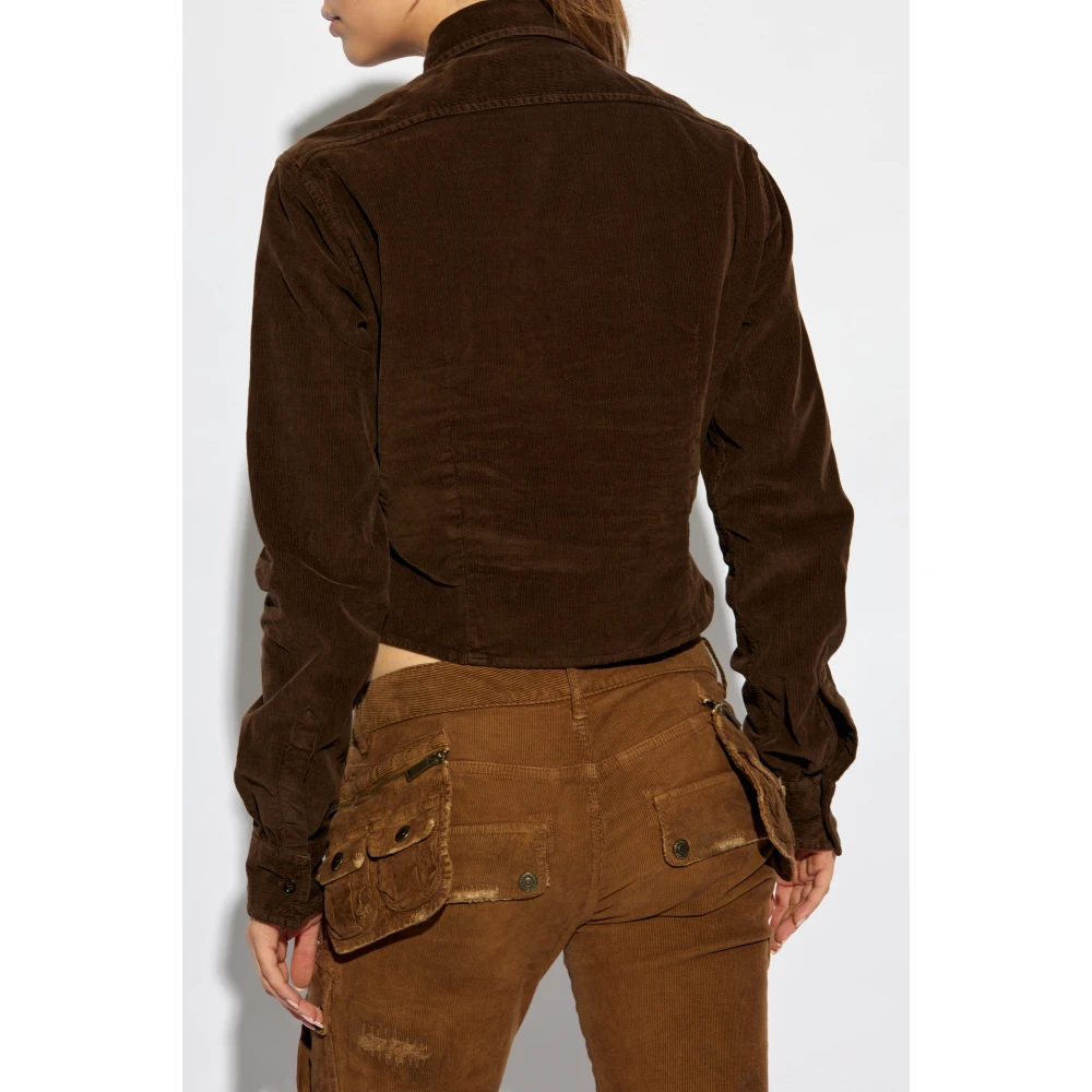 Dsquared2 Ribfluwelen overhemd Brown Dames