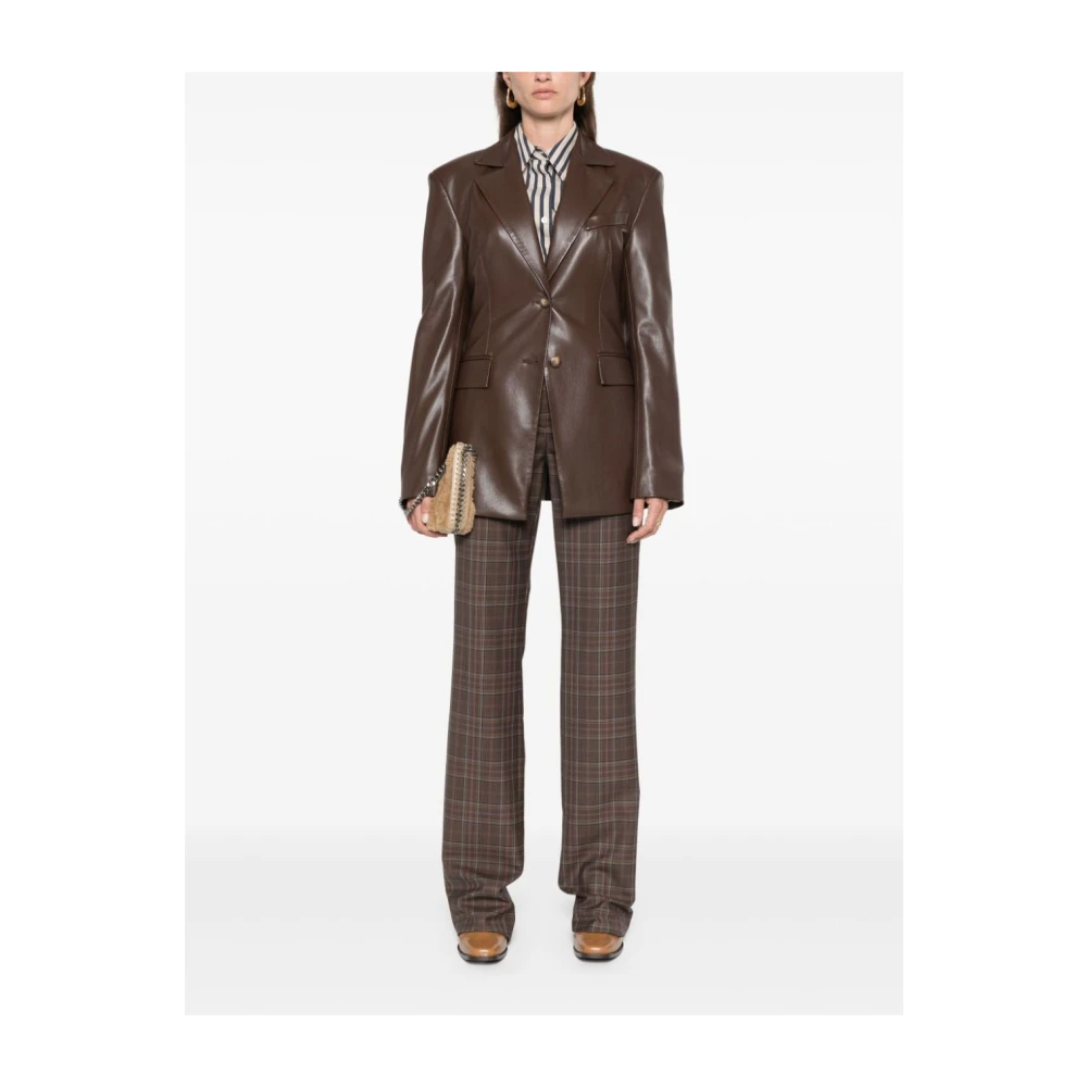 Stella Mccartney Bruine Wollen Geruite Broek Brown Dames
