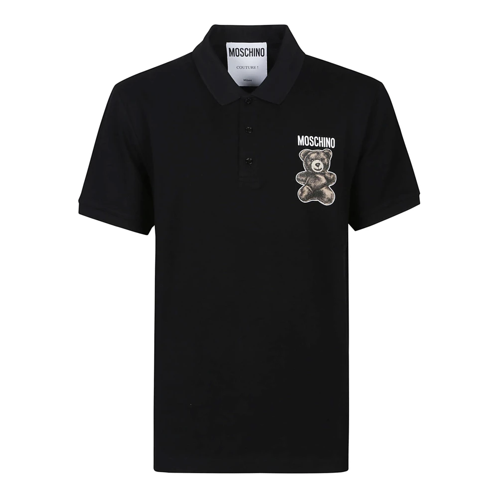 Moschino Polo Shirt met Teddy Bear Black Heren