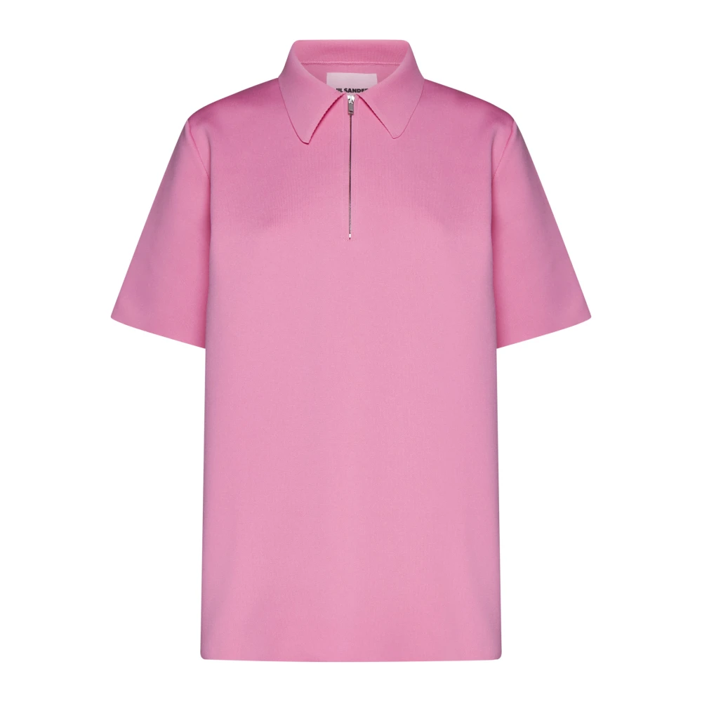 Jil Sander Roze Polo Zip T-shirt Pink Dames