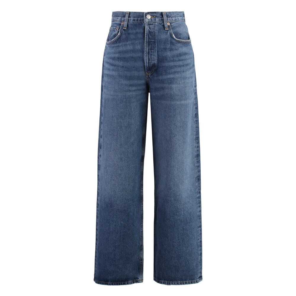 Agolde Versleten Baggy Jeans met Metalen Details Blue Dames