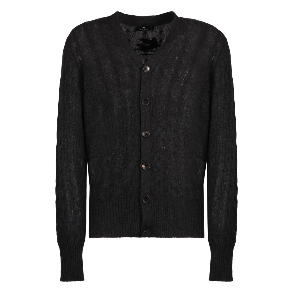 ETRO Cashmere Kabelgebreide Vest Gray Heren