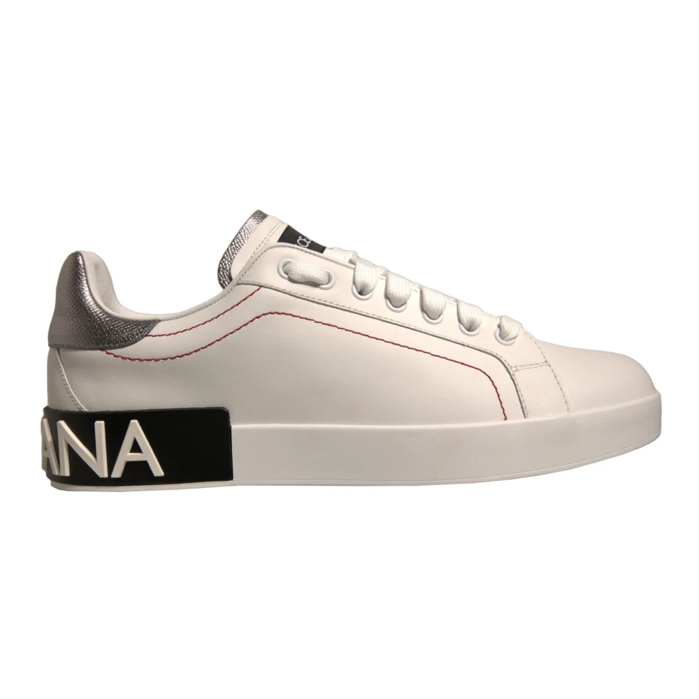 Dolce & Gabbana Women's White Sneakers, 3 Uk, Leather Low Top Trainers