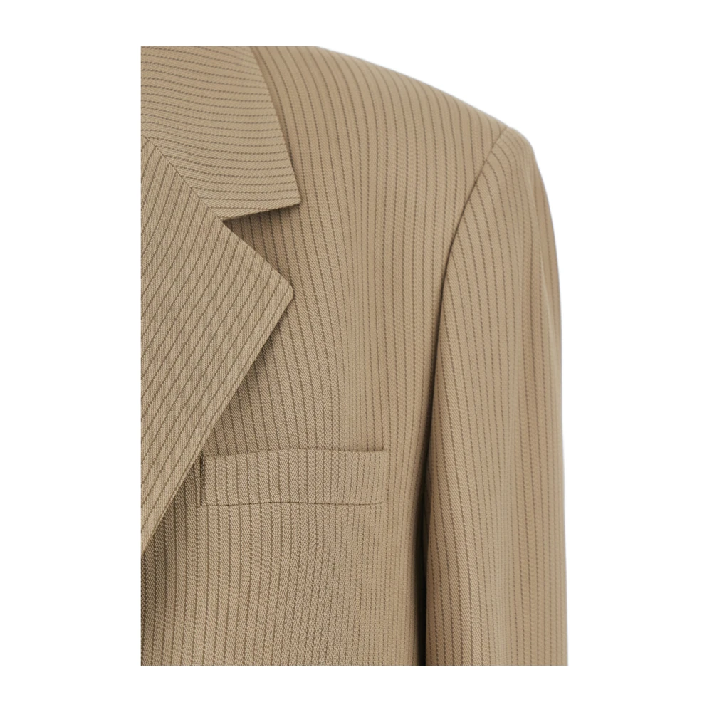 Golden Goose Beige Pinstripe Jas Vrouw Viscose Mix Beige Dames