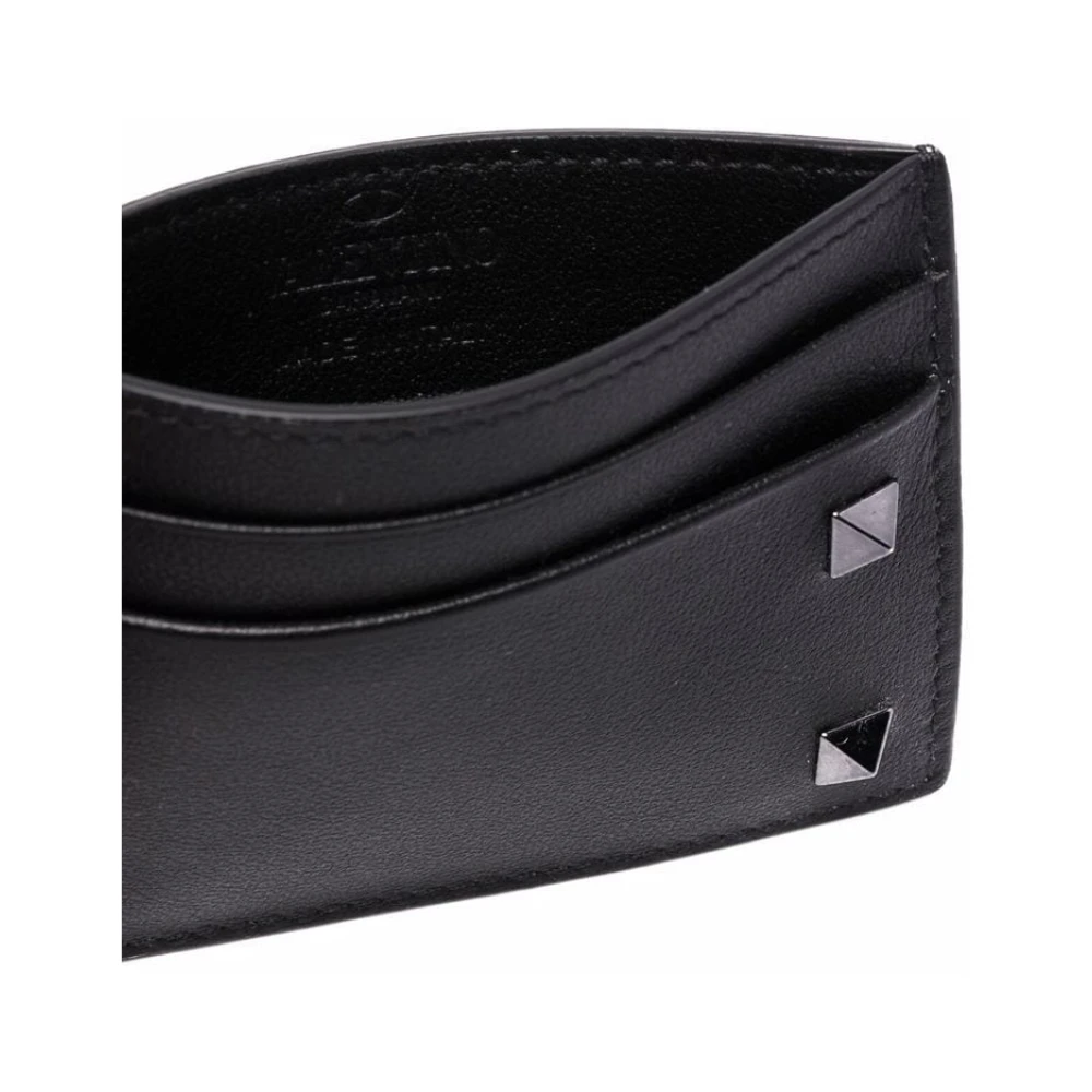 Valentino Garavani Zwarte Rockstud Portemonnee met Zilveren Detail Black Heren