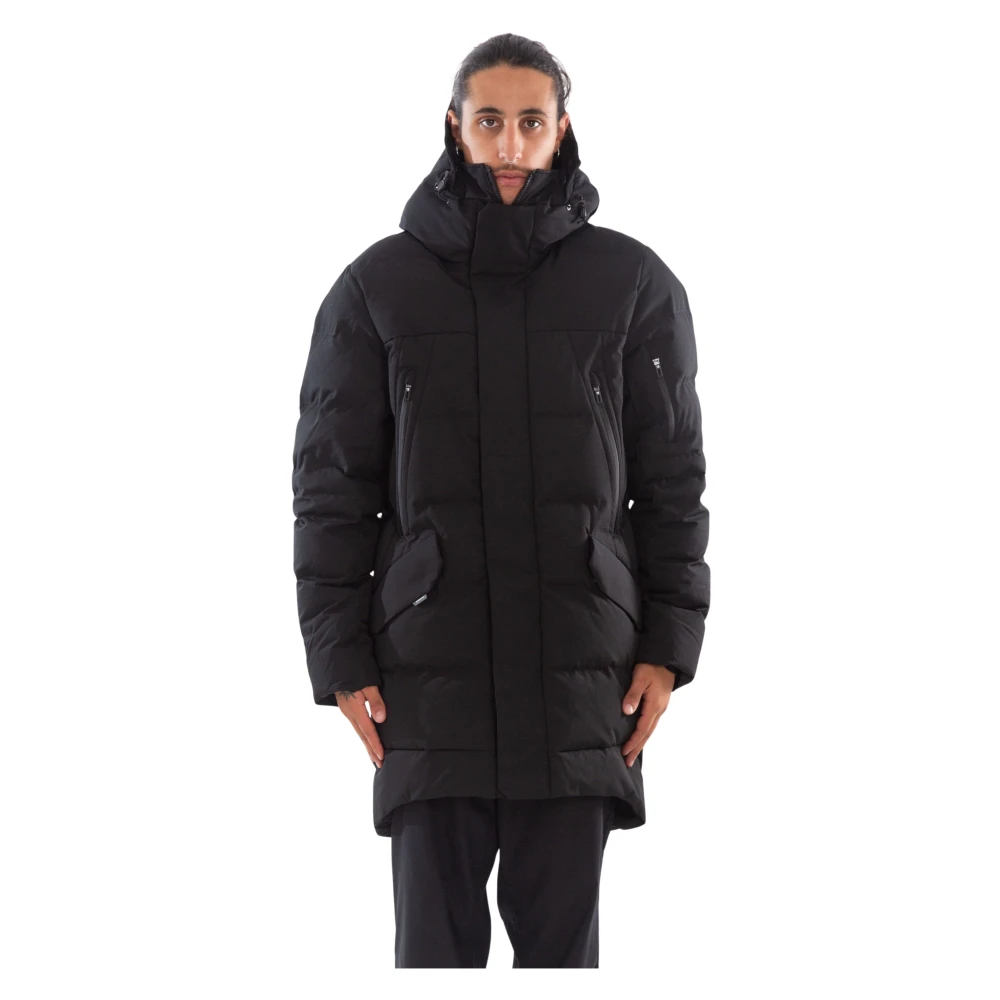 Krakatau Zwarte Mid-Length Down Parka Black Heren