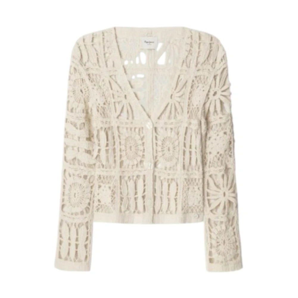 Pepe Jeans Women's Beige Elegant Knit Cardigan Olympia - Cardigans - Xs - Knitwear