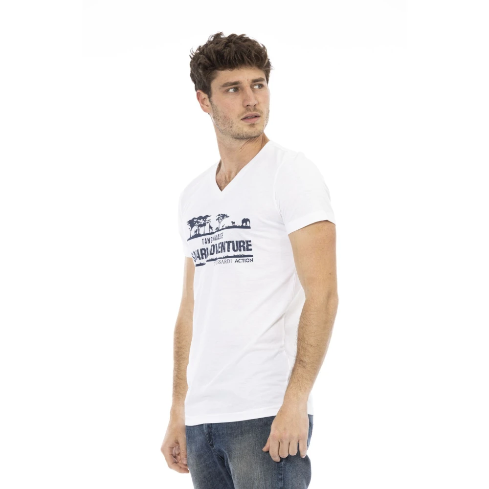Trussardi Korte Mouw V-hals T-shirt White Heren