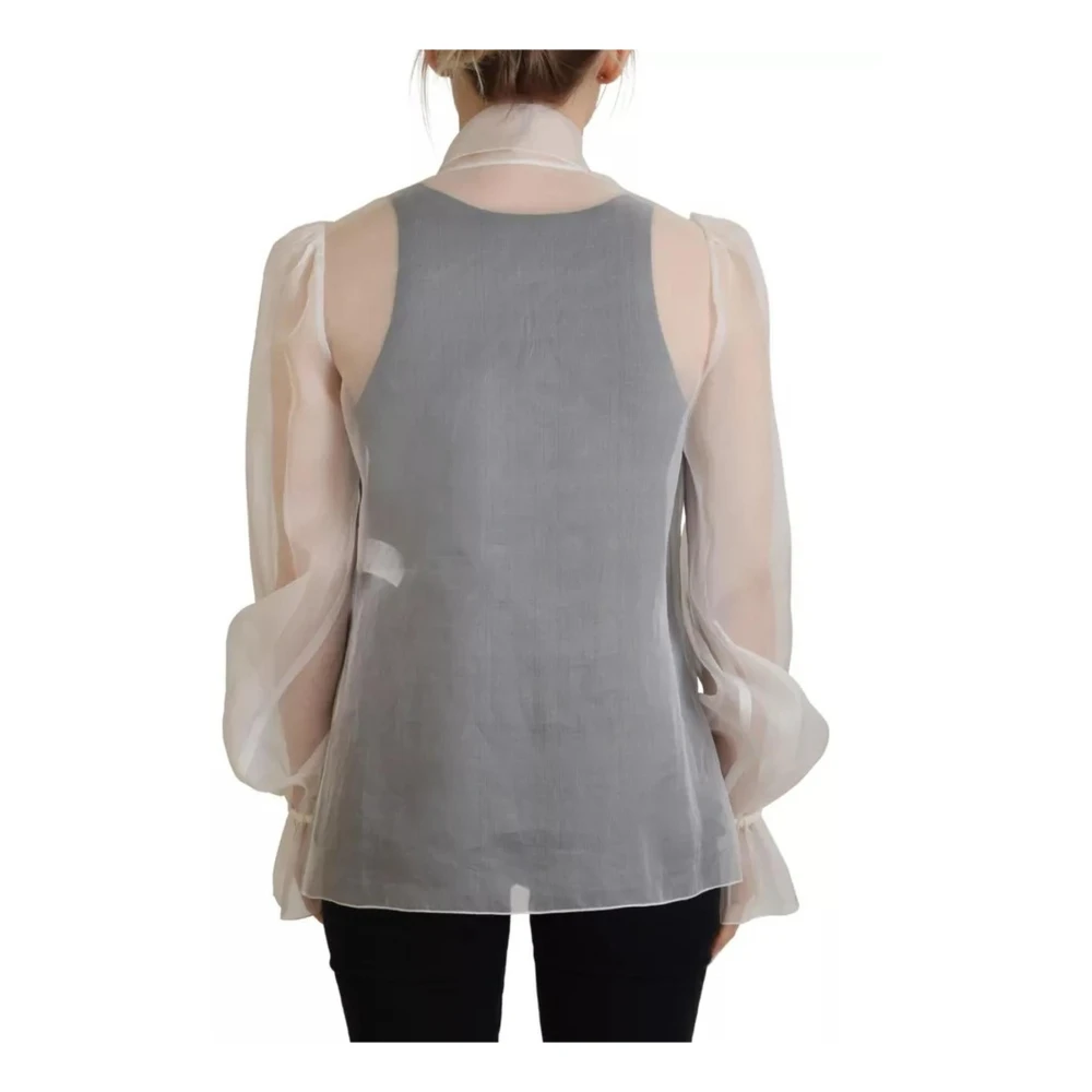 Dolce & Gabbana Blouse Top met Ascot Kraag White Dames