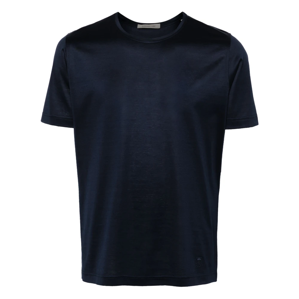 Corneliani Blauw Casual Jersey T-Shirt Blue Heren