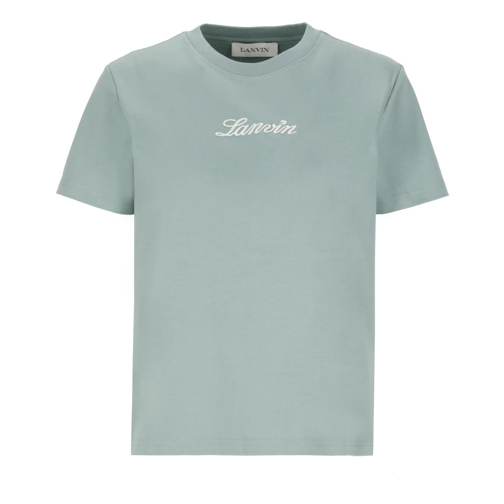 Lanvin Groen Katoenen T-shirt met Geborduurd Logo Green Dames