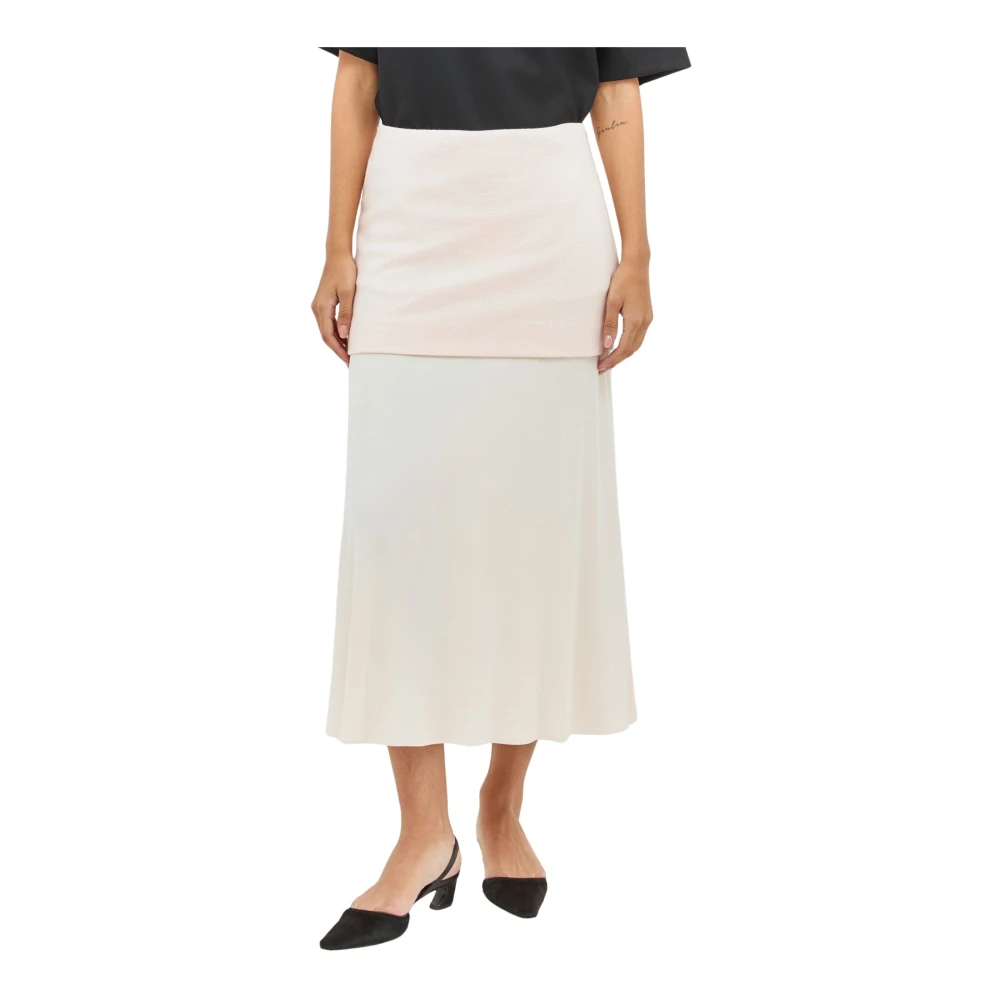 Jil Sander Women's Pink Layered Midi Skirt