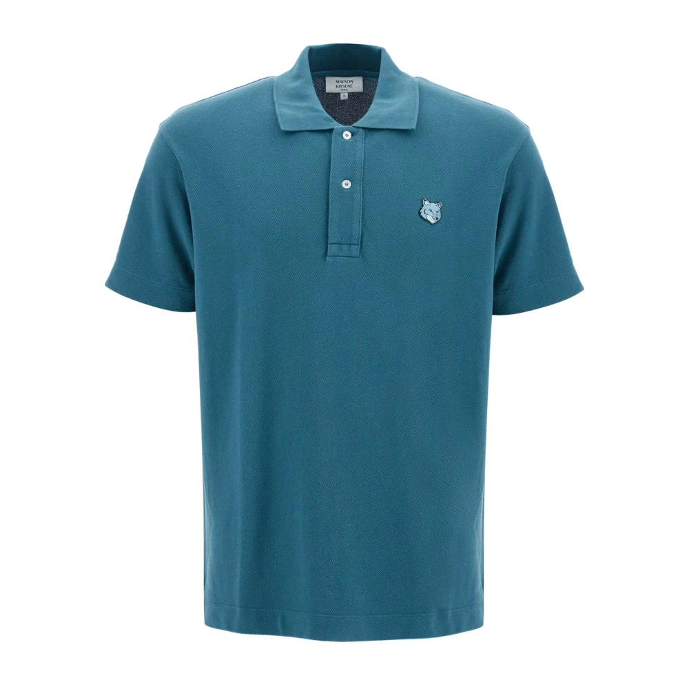 Maison Kitsuné Polo shirt met gedurfd vossenhoofd Blue Heren