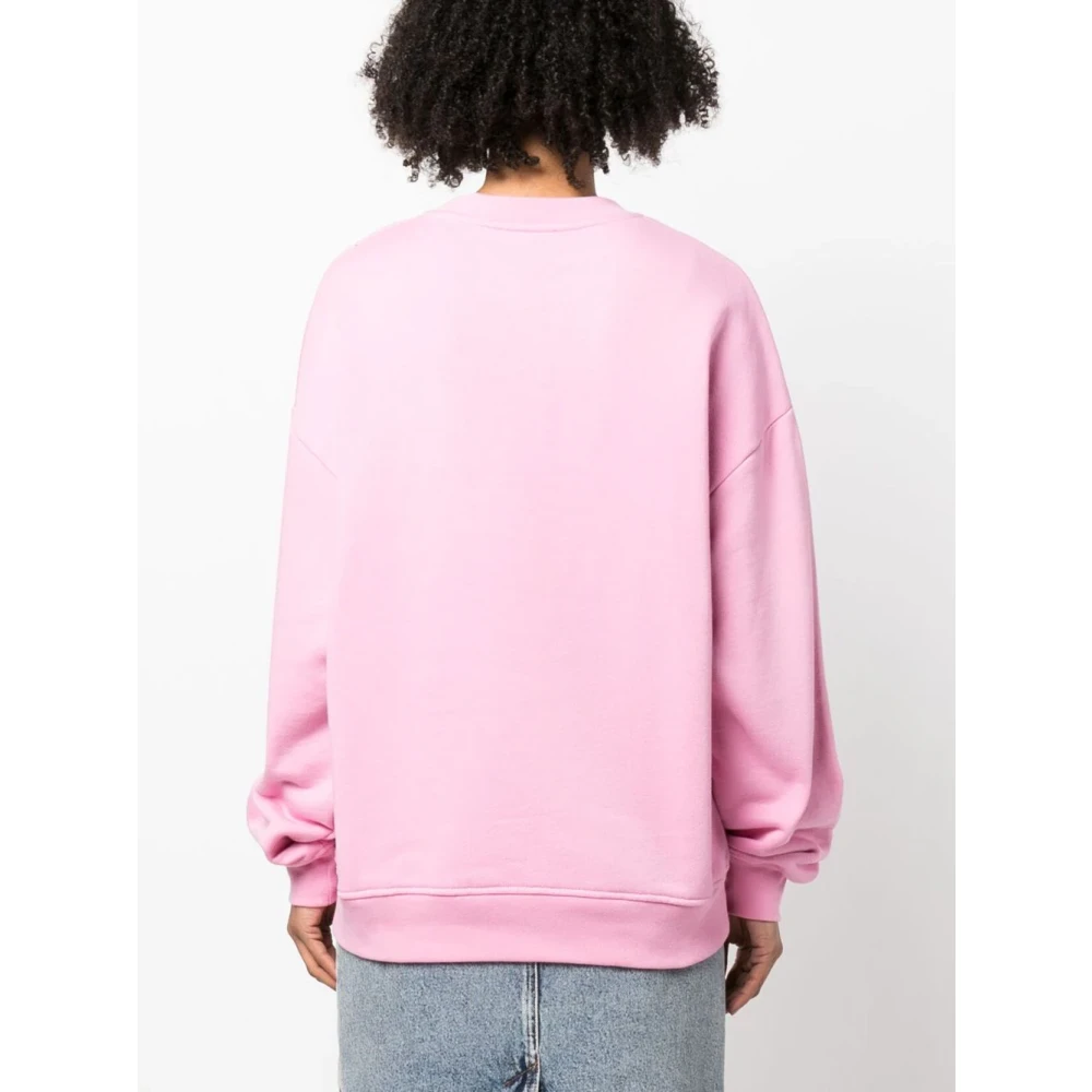 Moschino Roze Crew Neck Sweater met Logo Print Pink Dames