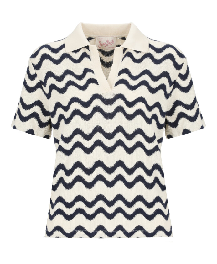 col-polo-manches-courtes-motif-biwave