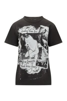 T-shirt med grafiskt tryck och sliten look