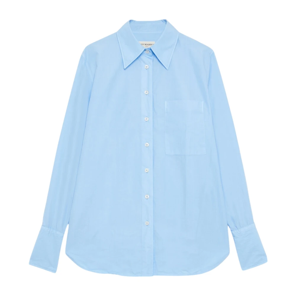 Roy Roger's Heldere Blauwe Popeline Geverfde Overhemd Blue Dames