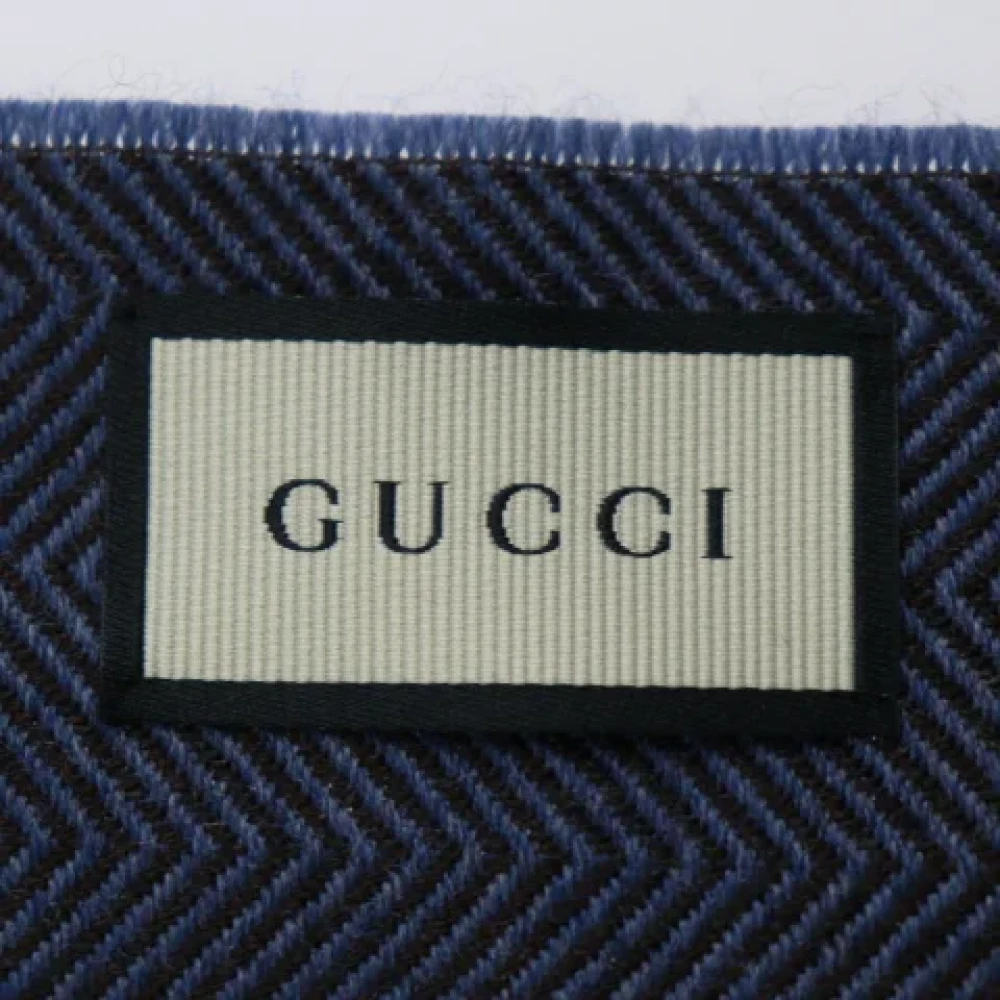 Gucci Vintage Pre-owned Wool scarves Blue Dames