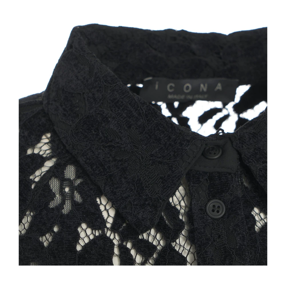 Kaos Zwarte Kant Blouse Elegante Stijl Black Dames