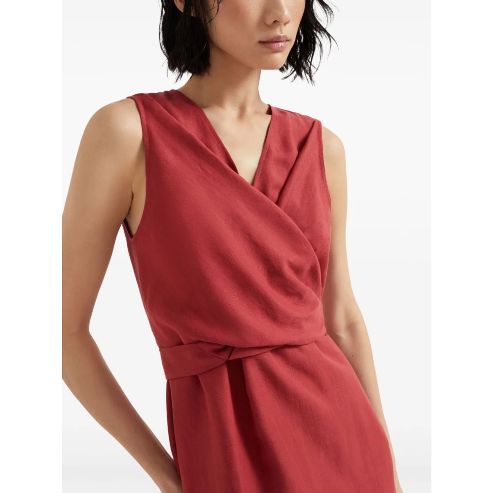 BRUNELLO CUCINELLI Gekruiste Jurk Stijlvol Red Dames