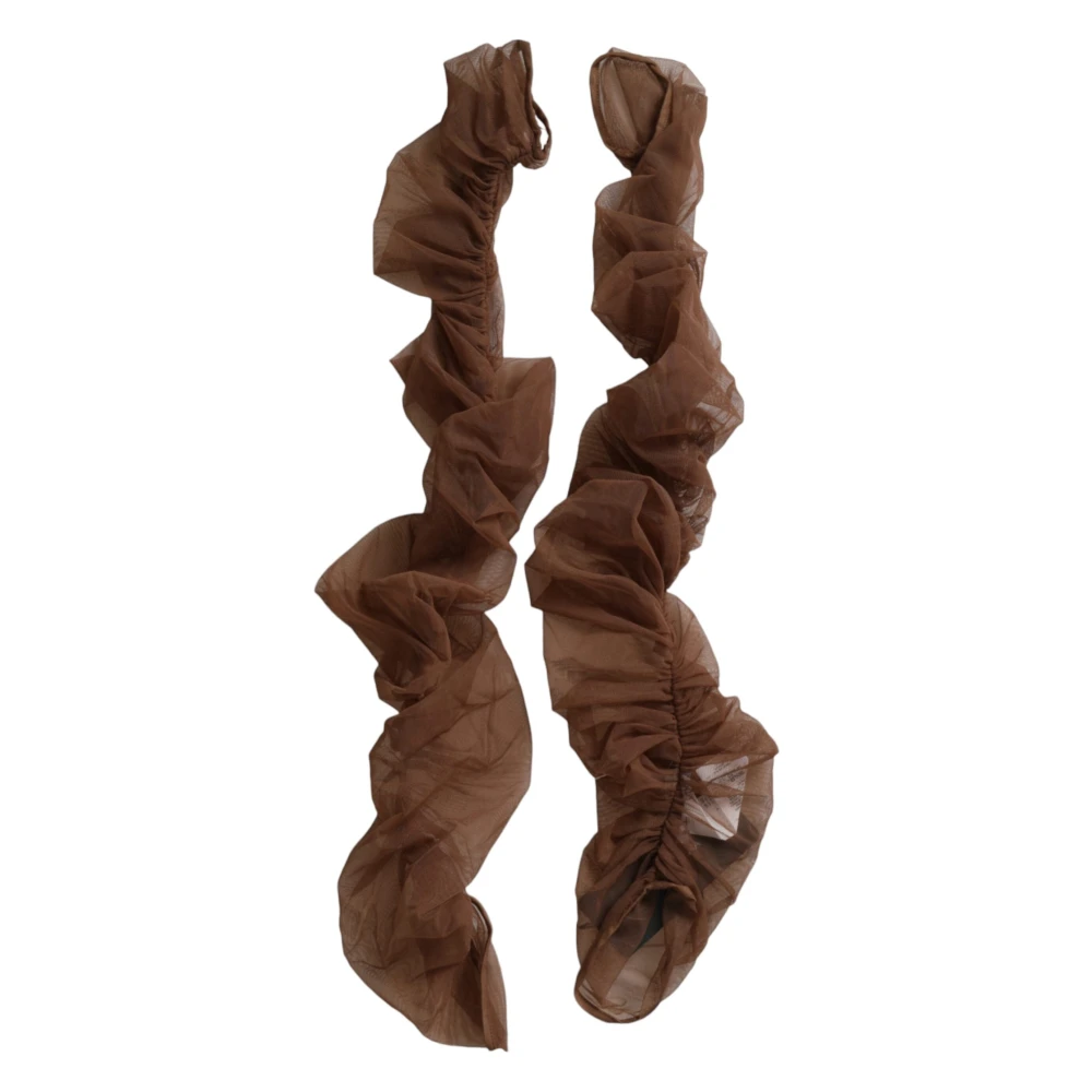 Dolce & Gabbana Bruine Vingerloze Ellebooglengte Handschoenen Brown Dames
