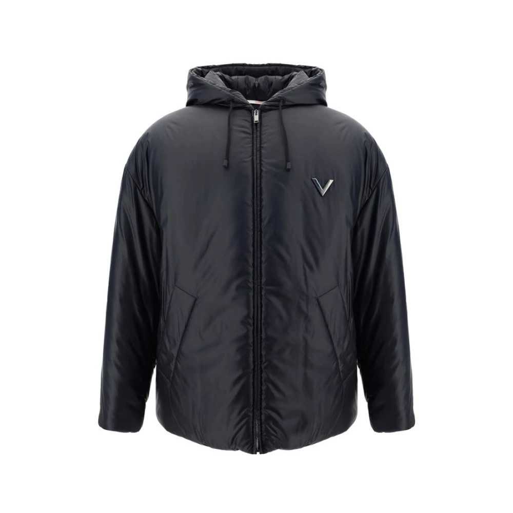 Valentino Gewatteerde capuchonjas Black Heren