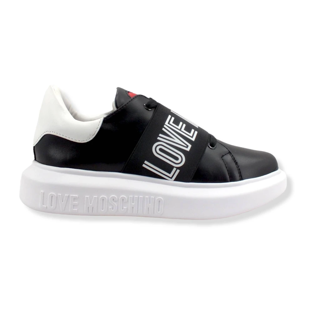 Love Moschino Leren en Stoffen Sneakers Dames Schoenen Zwart