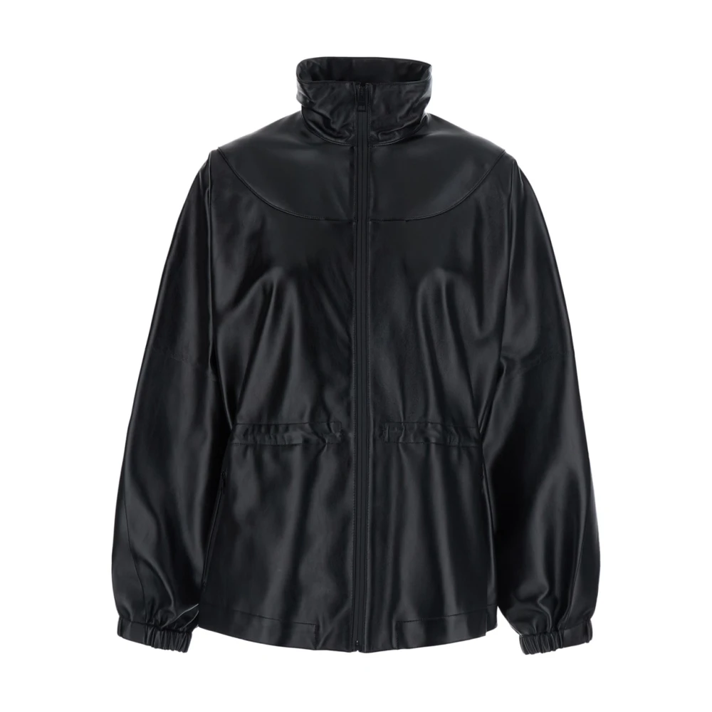 Givenchy Black Bomber Jackets, Female, S, High Collar Leather Jacket