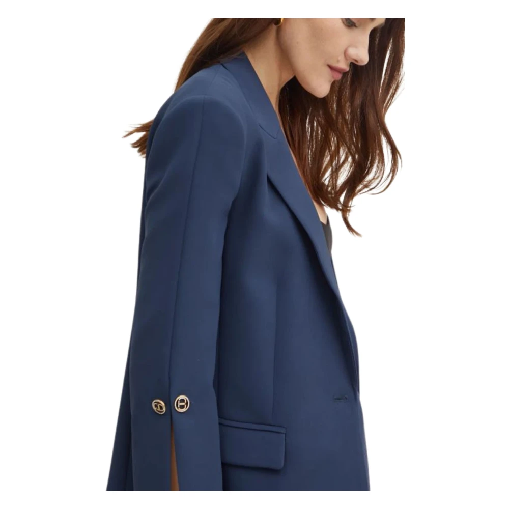 Twinset Blauwe Jassen Eenvoudig Ontwerp Blue Dames