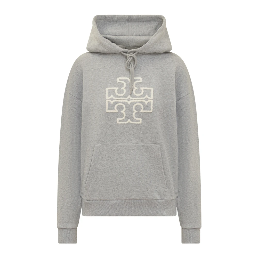 TORY BURCH French Terry Hoodie Gray Dames