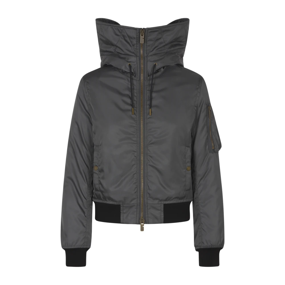Burberry Cropped Parka met B Shield Embleem Gray Dames