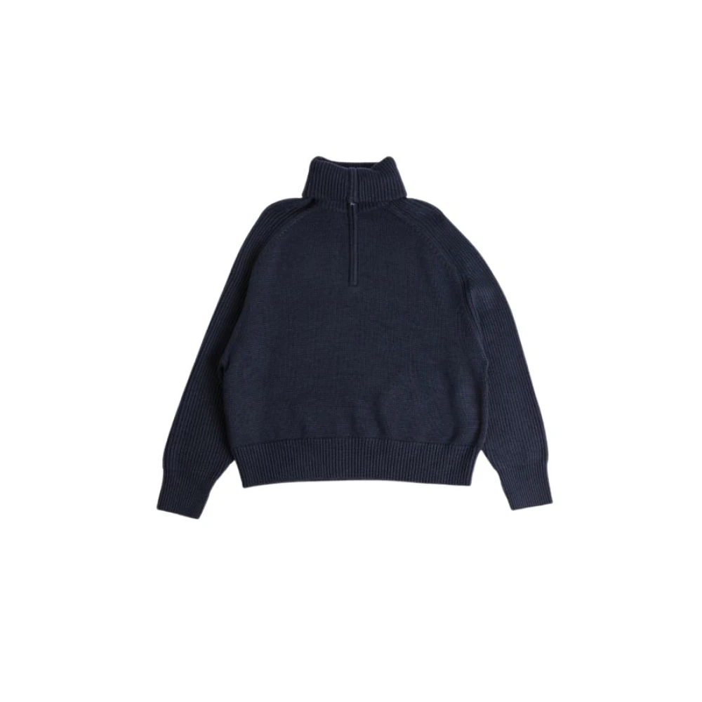 Studio Nicholson Navy Blauwe Gebreide Trui Blue Heren