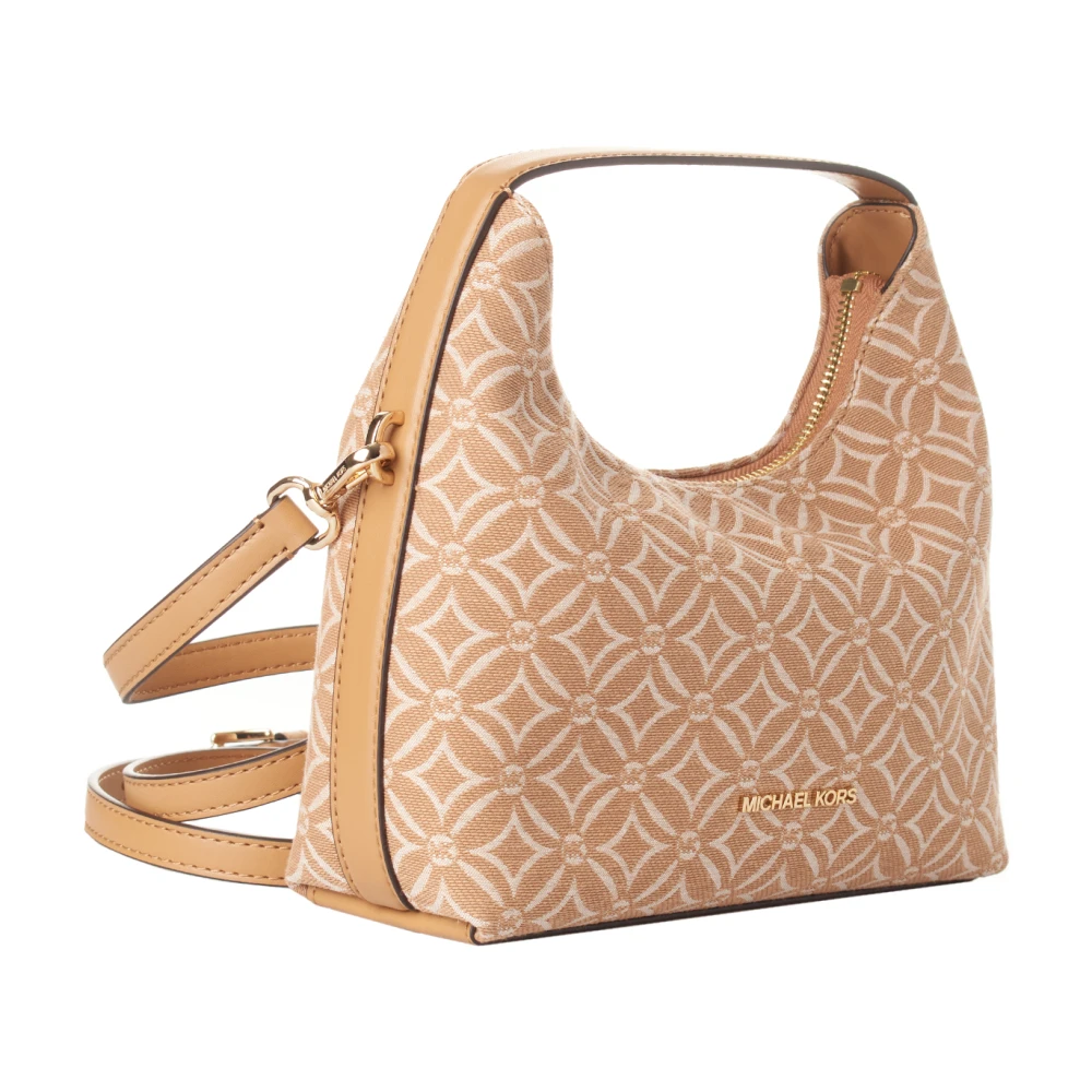 Michael Kors Geometrische Hobo Tas met Ritssluiting Beige Dames