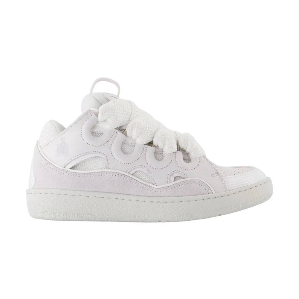 Lanvin Women's White Synthetic Curb Trainers Multicolor