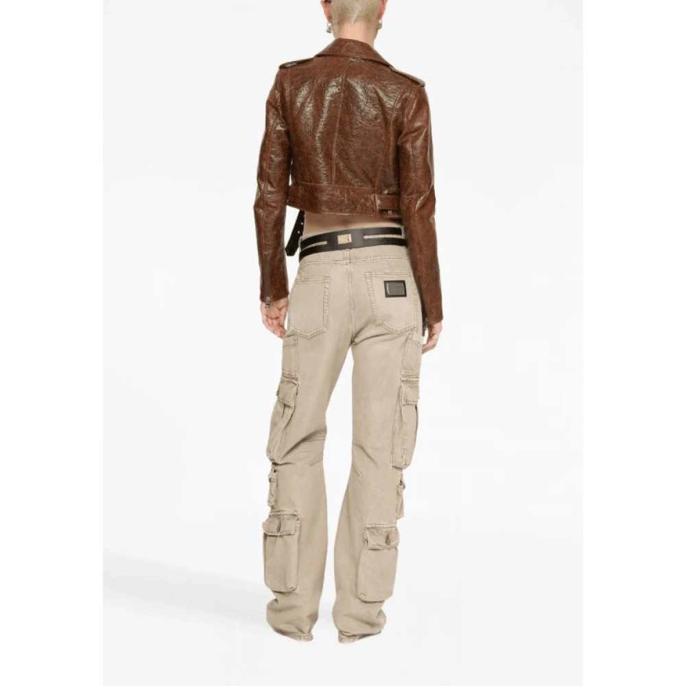 Dolce & Gabbana Cargo Jeans met Logo Plaque Beige Dames