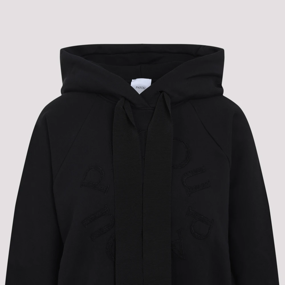 Patou Zwarte Medaillon Logo Cropped Hoodie Black Dames