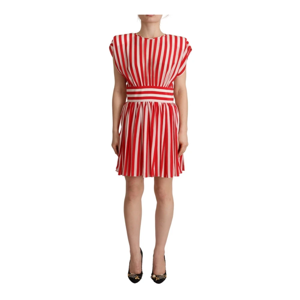 Dolce & Gabbana Women's Red Striped Silk Mini A-Line Dress - Short Dresses - S - Dresses