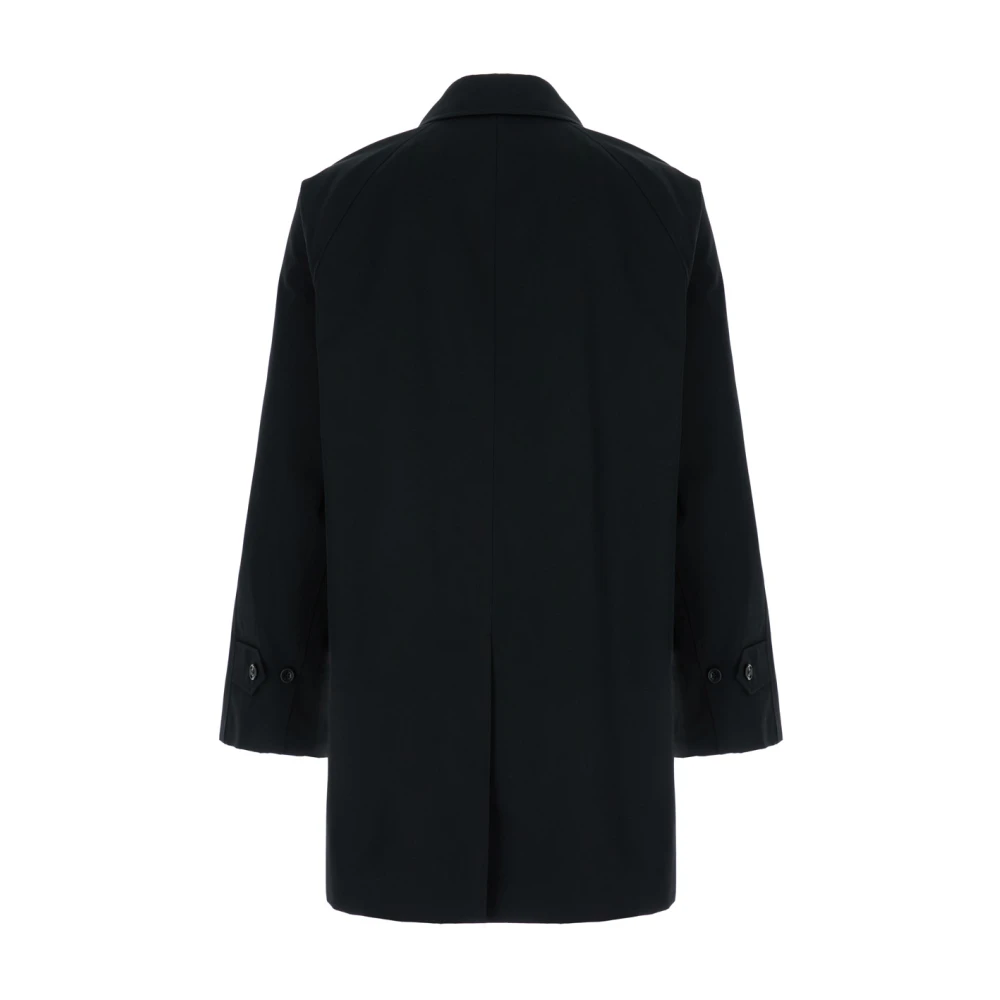 Burberry Zwarte trenchcoat met verborgen sluiting Black Heren