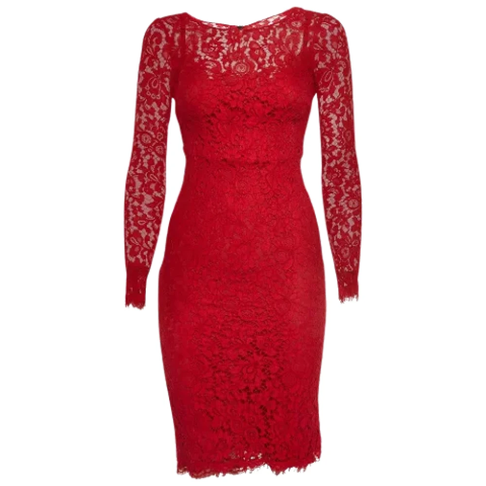 Dolce & Gabbana Pre-owned Lace dresses Red Dames